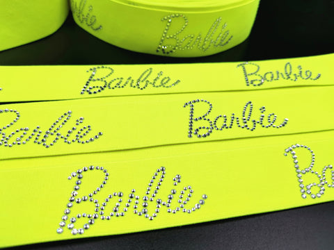 1.6inch (4cm) Fashion High-end Handmade Rhinestones Elastic Band Barbie Elastic Band Yellow Elastic Band