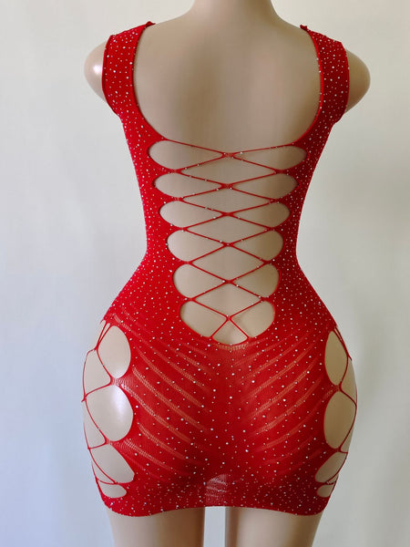 Sexy Spandex Mesh Lingerie Shiny Rhinestones Shiny Body Stocking #1485