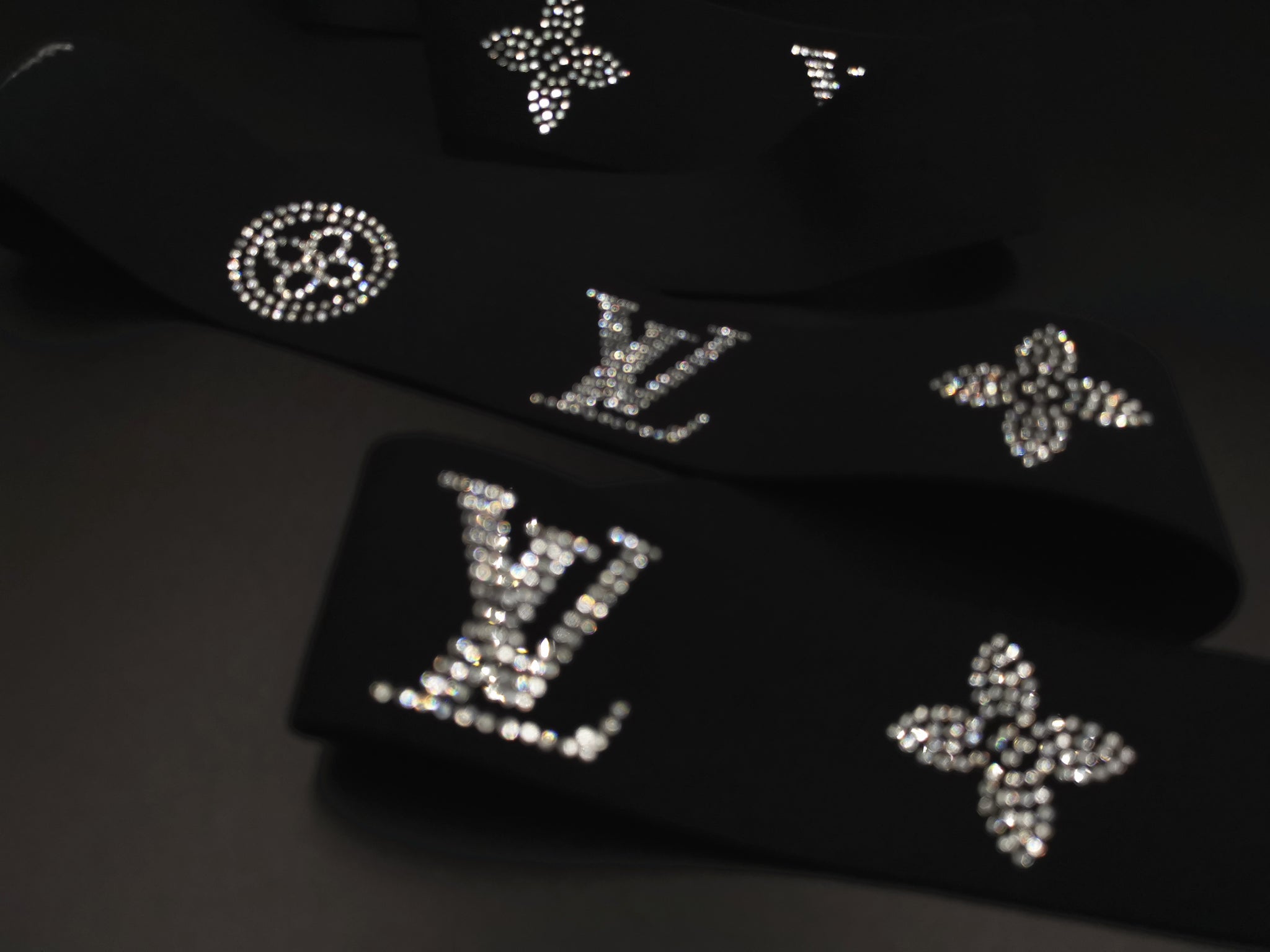 1.8inch (4.5cm) Fashion High-end Handmade Crystal Rhinestones Elastic Band LV Elastic Band Designer Elastic Band