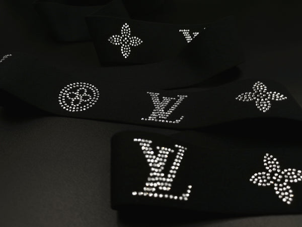 1.8inch (4.5cm) Fashion High-end Handmade Crystal Rhinestones Elastic Band LV Elastic Band Designer Elastic Band