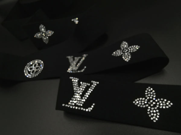 1.8inch (4.5cm) Fashion High-end Handmade Crystal Rhinestones Elastic Band LV Elastic Band Designer Elastic Band