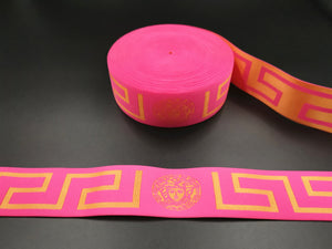 1.7inch (4.4cm) Fashion Jacquard Elastic Band Designer Elastic Band Fashion Versace Medusa Elastic Band Greek Key Elastic Band