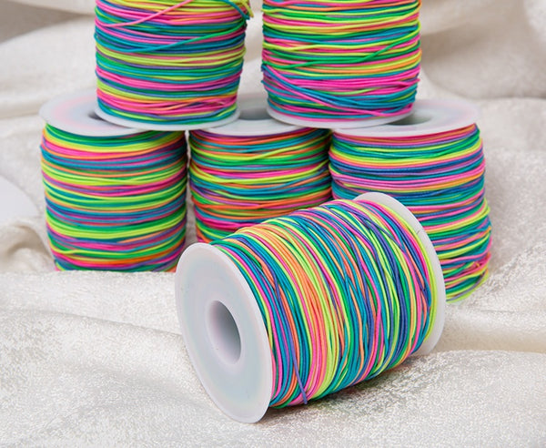 *1.5mm Colourful Elastic Cord Iridescence Elastic Cord Rainbow Elastic Cord Top Quality Elastic Cord (70 yards/roll)