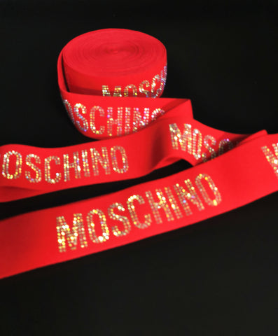 1.8inch (4.5cm) Fashion High-end Handmade Crystal AB Rhinestones Elastic Band Designer Elastic Band MOSCHINO Elastic Band