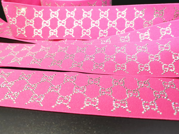 1.8inch (4.5cm) Fashion High-end Handmade Crystal Rhinestones Elastic Band GG Elastic Band Designer Elastic Band