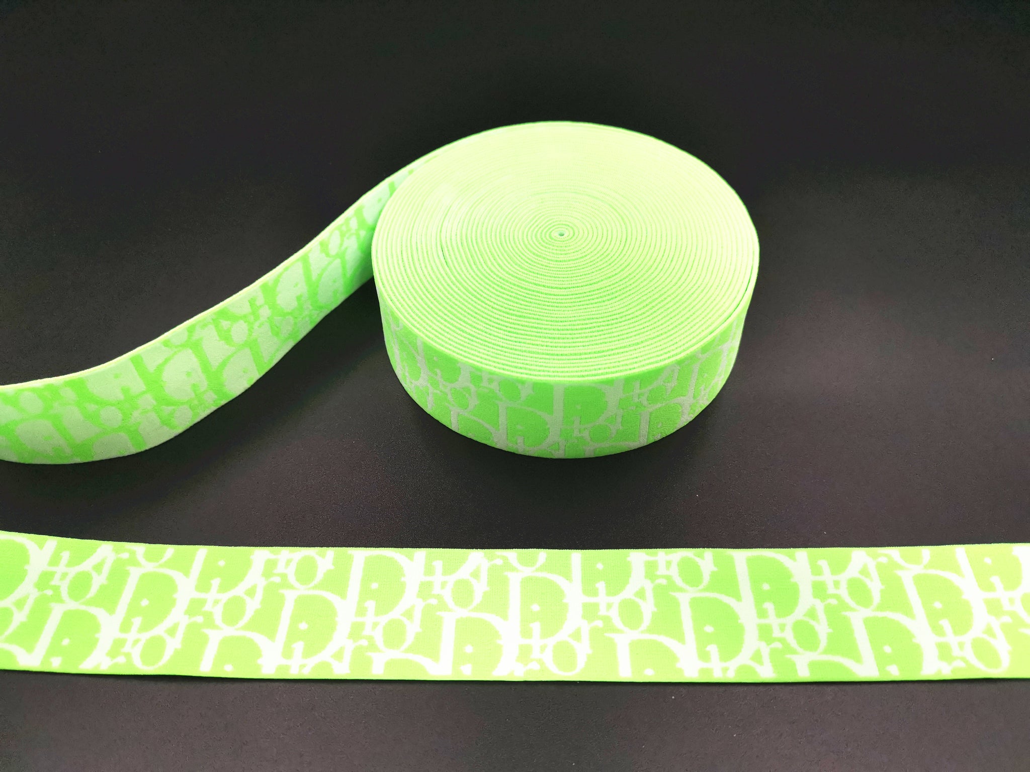 1.6inch (4cm) Fashion Jacquard Elastic Band Neon Green Elastic Band Dior Elastic Band Designer Elastic Band