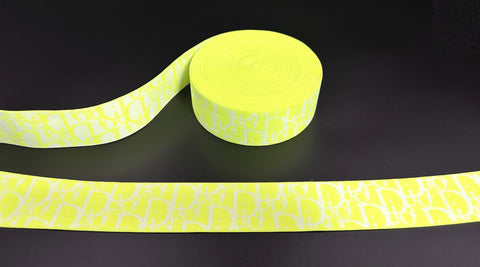 1.6inch (4cm) Fashion Jacquard Elastic Band Neon Yellow Elastic Band Dior Elastic Band Designer Elastic Band