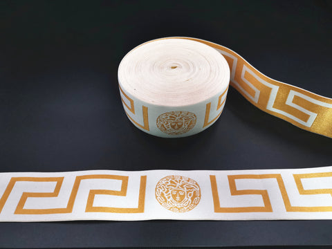 1.7inch (4.4cm) Fashion Jacquard Elastic Band Designer Elastic Band Fashion Versace Medusa Elastic Band Greek Key Elastic Band Versace Elastic Band