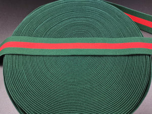 1'' (2.5cm) Fashion Green Red Green Jacquard Elastic Band Designer Elastic Band