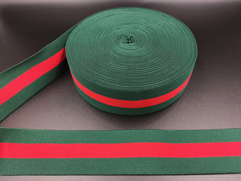 2inches (5cm) Fashion Jacquard Elastic Band Designer Elastic Band Green Red Green Elastic Band