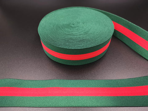 1.6inch (4cm) Fashion Green Red Green Jacquard Elastic Band Designer Elastic Band